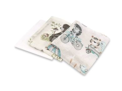 MimiNu, Zoo pe biciclete, scutece din tetra, nougat, 70-80 cm, 3 buc.