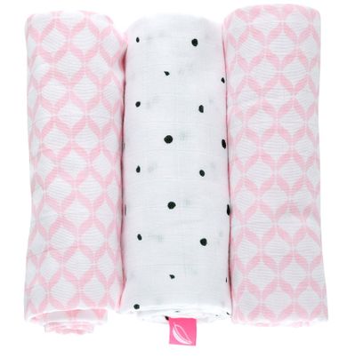 Motherhood, scutece din muselina 70-80 cm, 3 buc., Pink Classics