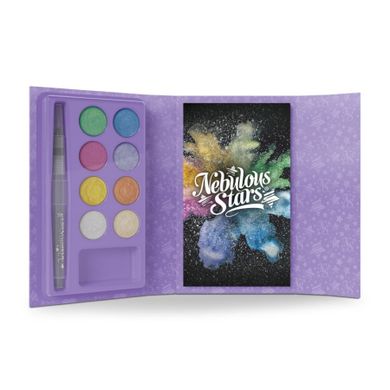 Nebulous Stars, Nebulia, carte de colorat cu marker de apa, acuarele si cartonase negre