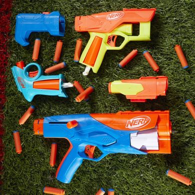 NERF N Series, set Gear Up Pack, 3 blastere, 2 accesorii si 18 proiectile