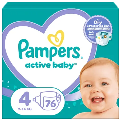 Pampers Active Baby, scutece marimea 4, 9-14 kg, 76 buc.
