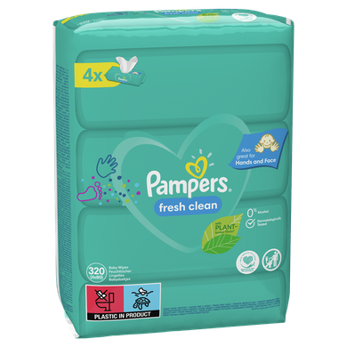 Pampers Fresh Clean, servetele umede, 4 pachete de 80 servetele, 320 buc.