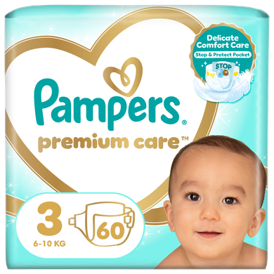 Pampers Premium Care, scutece marimea 3, 5-9 kg, 60 buc.