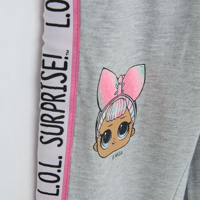 Pantaloni trening pentru fete, gri, imprimeu L.O.L. Surprise, Licence Brand
