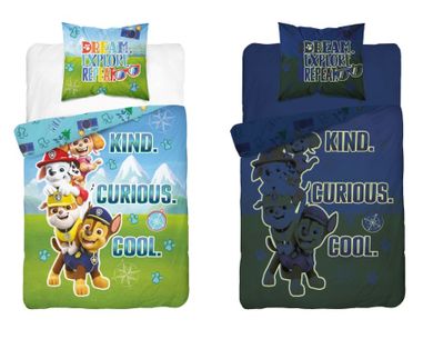 Paw Patrol, Fluo, set lenjerie de pat single, 140-200 cm