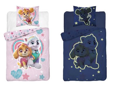 Paw Patrol, Fluo, set lenjerie de pat single, 140-200 cm