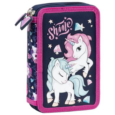Penar cu rechizite scolare, cu 2 compartimente, Unicorn