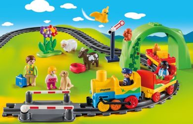 Playmobil, 1.2.3, Tren cu statie, 70179