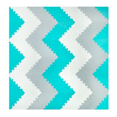 Smiki, covoras din spuma, puzzle, turcoaz, 96 elemente, 180-180 cm