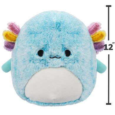 Squishmallows, Fuzzamallow, Irina, Teal Axolotl, jucarie de plus, 30 cm