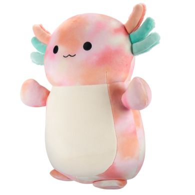 Squishmallows, HugMees, Medium Plush, Aksel Peach Tie-Dye Axolotl, jucarie de plus, 25 cm