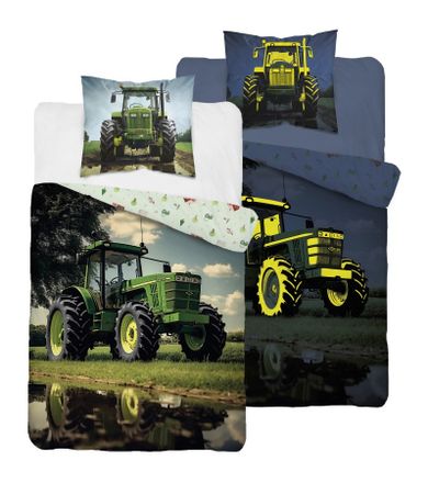 Tractor, Fluo, set lenjerie de pat single, 160-200cm