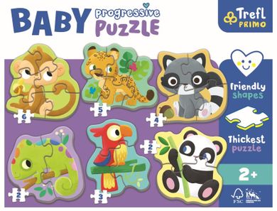 Trefl, Baby Progressive, Animale, puzzle, 2, 3, 4, 5 si 6 piese