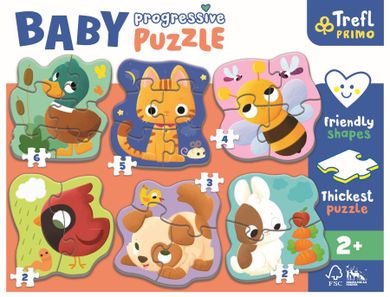 Trefl, Baby Progressive, Animale, puzzle, 2, 3, 4, 5 si 6 piese