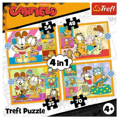 Trefl, Garfield loves lasagna, puzzle 4in1, 54+48+35+70 piese