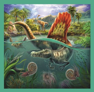 Trefl, Lumea extraordinara a dinozaurului, puzzle 3in1, 106 piese