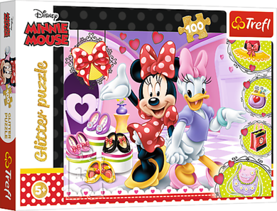 Trefl, Minnie Mouse, Glitter, Minnie si maruntisuri, puzzle, 100 piese