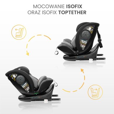 Caretero, Mokki i-Size, scaun auto, 40-150 cm, Grey