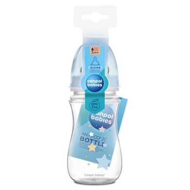 Canpol babies, EasyStart, Newborn baby, biberon cu gatul larg, 240 ml, albastru, 3m+