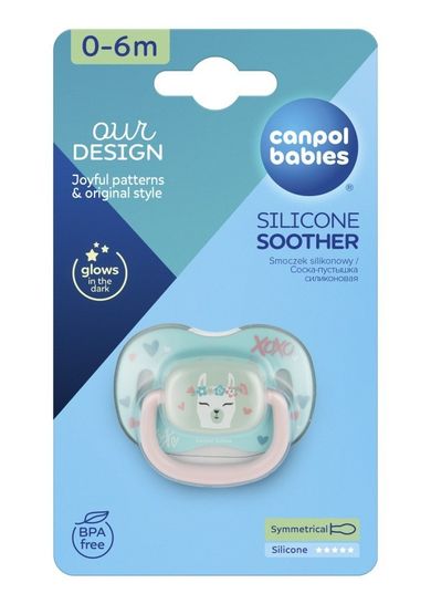 Canpol babies, Exotic Animals, Lama, suzeta din silicon, simetrica, 0-6m