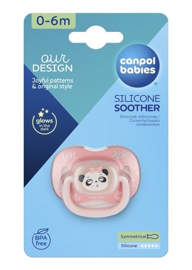 Canpol babies, Exotic Animals, Panda, suzeta din silicon, simetrica, 0-6m