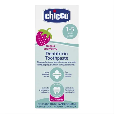 Chicco, pasta de dinti fara fluor, capsuni, 12 luni+, 50 ml