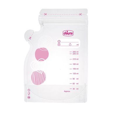 Chicco, pungi pentru stocarea laptelui matern, 250 ml, 30 buc.
