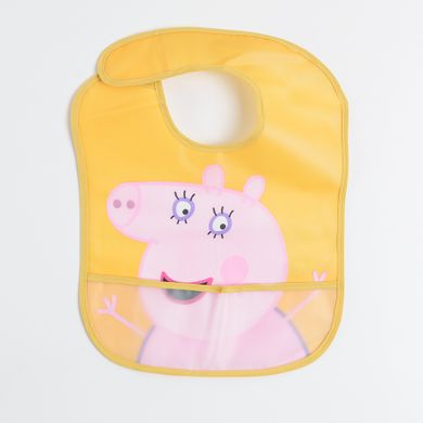 Cool Club, Baveta cu buzunar pentru bebelusi, albastru, galben, Peppa Pig, set 3 buc.
