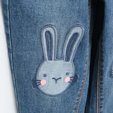 Cool Club, Blugi pentru fete, tip mom fit, denim, imprimeu iepurasi