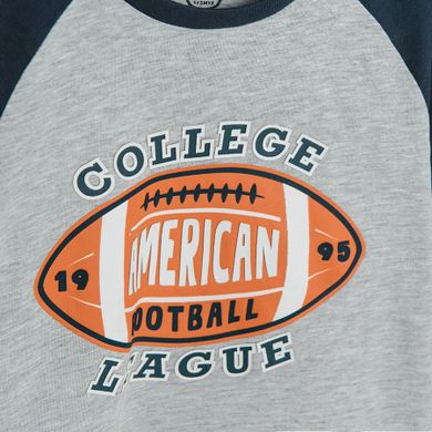 Cool Club, Bluza cu maneca lunga pentru baieti, bleumarin-gri, imprimeu College league