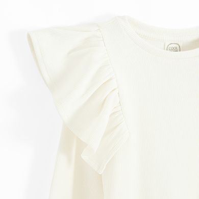 Cool Club, Bluza cu maneca lunga pentru fete, din tricot striat, ecru