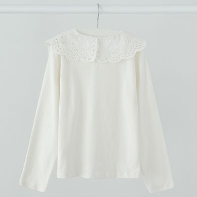 Cool Club, Bluza cu maneca lunga pentru fete, ecru, broderie englezeasca
