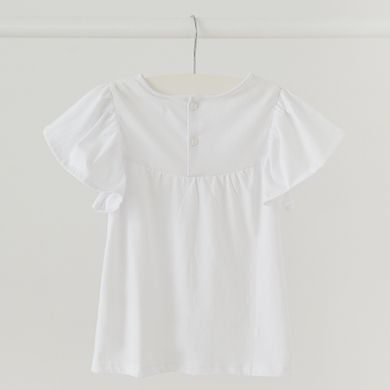 Cool Club, Bluza cu maneca scurta pentru fete, alb, broderie englezeasca