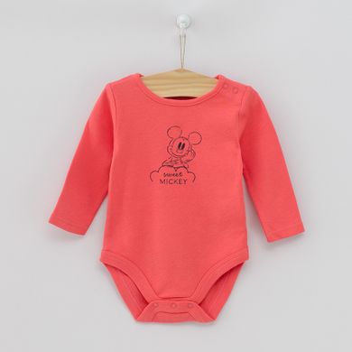 Cool Club, Body cu maneca lunga pentru baieti, bumbac organic, mix de culori, imprimeu Mickey Mouse, set 3 buc.