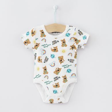Cool Club, Body cu maneca scurta pentru baieti, bumbac organic, mix de culori, imprimeu Scooby-Doo, set 3 buc.