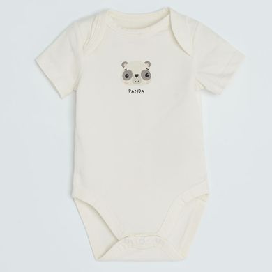 Cool Club, Body cu maneca scurta pentru bebelusi, bej, galben, imprimeu Fisher-Price, set, 3 buc.