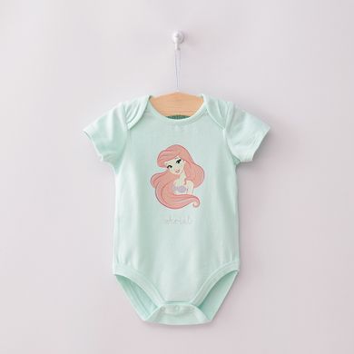 Cool Club, Body cu maneca scurta pentru fete, bumbac organic, mix de culori, imprimeu Ariel, Disney Princes, set 3 buc.