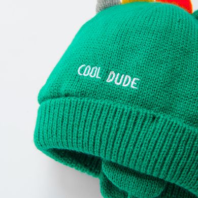 Cool Club, Caciula cu snur pentru baieti, verde, imprimeu Cool dude