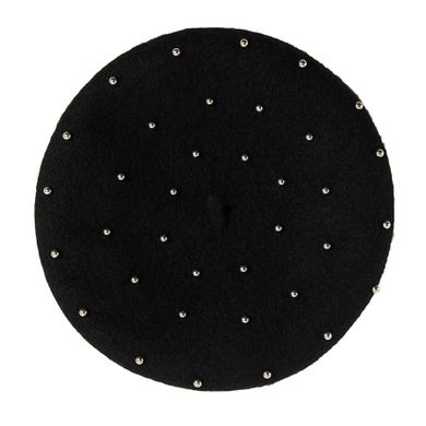 Cool Club, Caciula pentru fete, tip bereta, neagra, perle