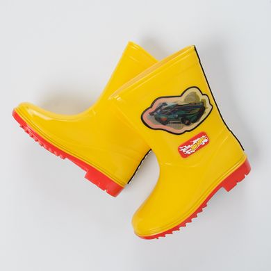 Cool Club, Cizme de cauciuc pentru baieti, galben, imprimeu Hot Wheels