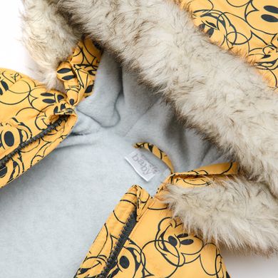 Cool Club, Combinezon cu gluga pentru baieti, galben, imprimeu Mickey Mouse