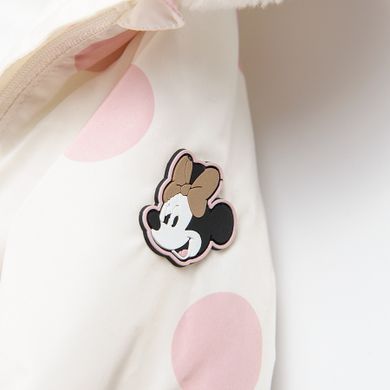 Cool Club, Combinezon de iarna cu gluga pentru fete, ecru in buline, imprimeu Minnie Mouse