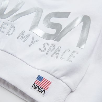 Cool Club, Hanorac alb cu gluga pentru fete, imprimeu NASA I need my space