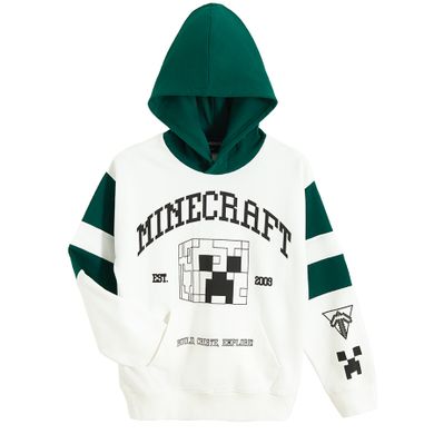 Cool Club, Hanorac cu gluga pentru baieti, alb, imprimeu Minecraft
