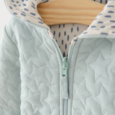 Cool Club, Hanorac cu gluga si fermoar pentru baieti, cu doua fete, bumbac organic, albastru, imprimeu stelute