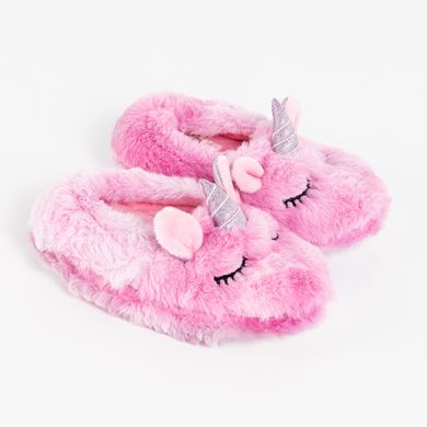 Cool Club, Papuci de casa fete, culoare roz, cu blanita, decor unicorni