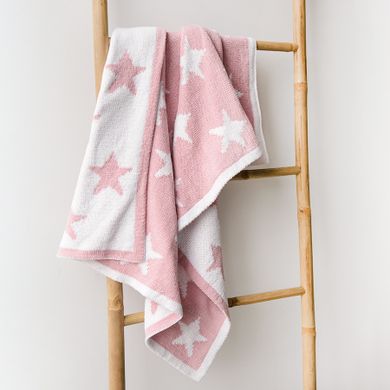 Cool Club, Patura fetite, culoare roz si alb, imprimeu stelute, 75-100 cm
