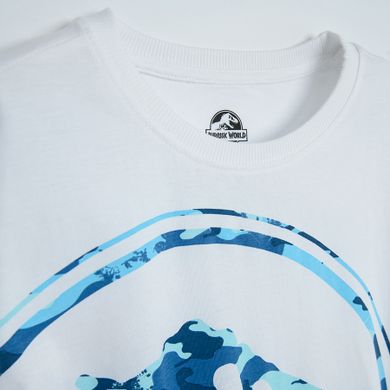 Cool Club, Pijama pentru baieti, alb-albastru, imprimeu Jurassic World
