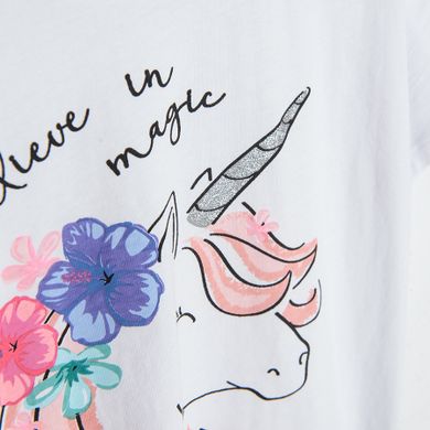 Cool Club, Pijama pentru fete, alb-roz, imprimeu unicorn, Believe in magic