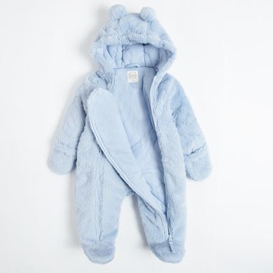 Cool Club, Pijama tip salopeta calduroasa cu gluga pentru baieti, cu blanita, albastru